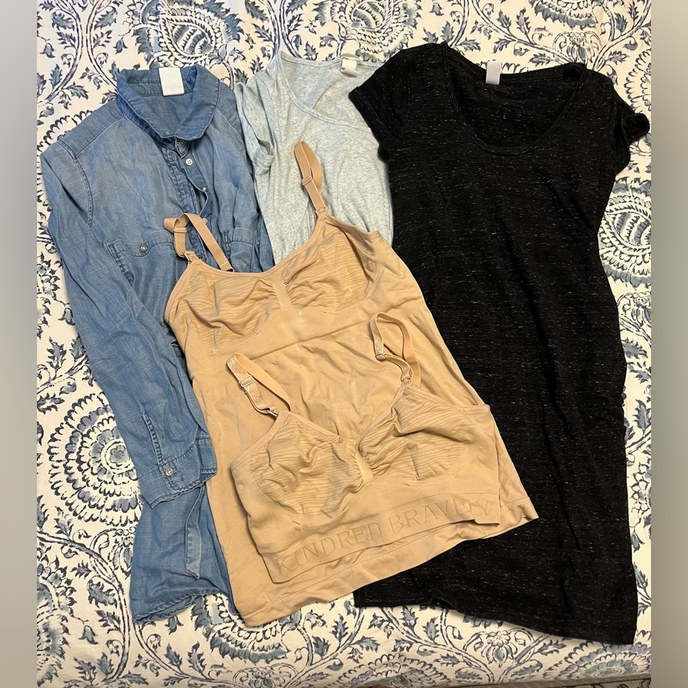 Maternity Clothes & Nursing Bra Bundle - Size S